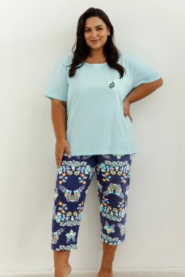 Piżama damska krótki rękaw, 7/8 spodnie PLUS SIZE Kristen 3366 S/S 25 Taro kolor turkusowy rozmiar 2XL
