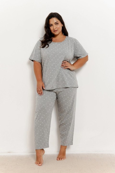 Piżama damska krótki rękaw, 7/8 spodnie PLUS SIZE Meg 3368 S/S 25 Taro kolor szary melanż rozmiar 3XL Piżama damska krótki rękaw, 7/8 spodnie PLUS SIZE Meg 3368 S/S 25 Taro kolor szary melanż rozmiar 3XL