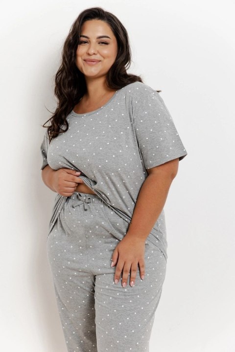 Piżama damska krótki rękaw, 7/8 spodnie PLUS SIZE Meg 3368 S/S 25 Taro kolor szary melanż rozmiar 3XL Piżama damska krótki rękaw, 7/8 spodnie PLUS SIZE Meg 3368 S/S 25 Taro kolor szary melanż rozmiar 3XL