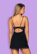 Luvae babydoll i stringi Obsessive kolor szarości i czernie rozmiar M/L