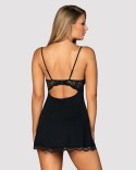 Luvae babydoll i stringi Obsessive kolor szarości i czernie rozmiar M/L